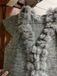 Gray Fur Knit Coat sweater for winter