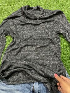Stylish Gray Sparkly  Long Sleeve Top