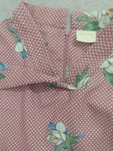 Floral Polka Dot Tie-Neck Top