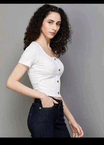 Cute White Button-Front Top🤩