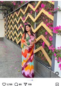 Colorful Chevron Print Saree