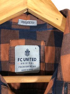 Brown &amp; Navy Plaid Flannel Shirt