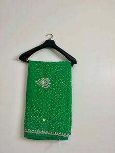 Green Embellished Saree with Blouse💫