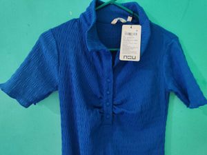 Blue Shirt Dress For Women Newly With Tag No Used
