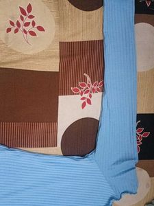 Blue Ribbed Long Sleeve Top