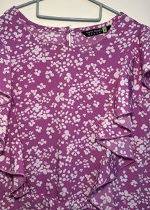 Purple Floral Ruffle Dress