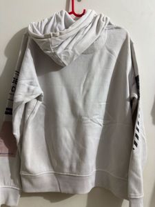White Graphic Print Hoodie