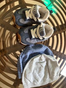 Two Wooden Caps And 2 Pair If Shoes