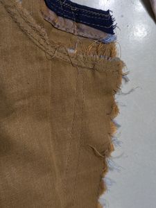 Bronze Color Kurti Standing Collar Blue Border