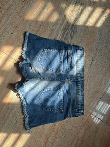 Denim Shorts with Floral Detail