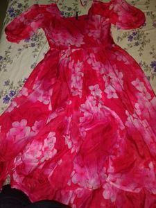 Floral Pink Gown Dress