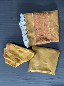 Yellow Mekhela Chador Including  Stitched Blouse
