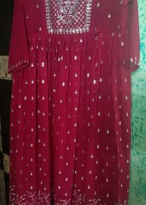 Maroon Embroidered Anarkali Dress