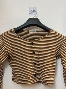 Striped Long Sleeve Crop Top