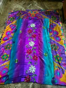 Floral Print  chanderi Silk.