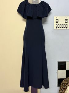 Pintrest Elegant Navy Blue Maxi Dress
