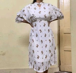 Women Midi White Dress Party Wear