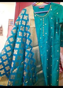 Teal Embroidered Kurta Set