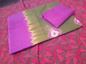 Lavender Border Pure Cotton Tieanddye Saree