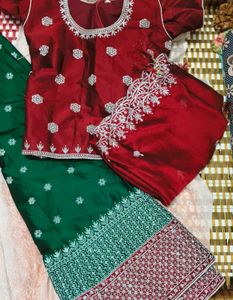 Elegant Red &amp; Green Embroidered Salwar Suit – Fest
