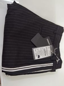 men Striped Black Pants