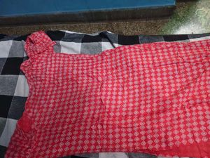 Printed Red Kurta