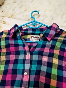 VIBRANT OVERSIZED CHECKED T SHIRT