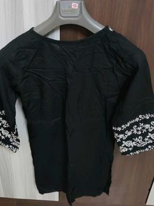 Embroidered Black Short Kurti