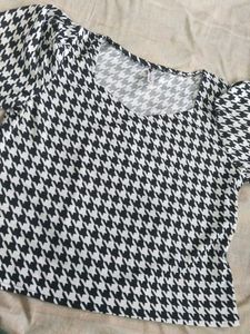 Houndstooth Puff Sleeve Top