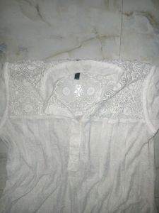 White Semi Transparent Lace Top