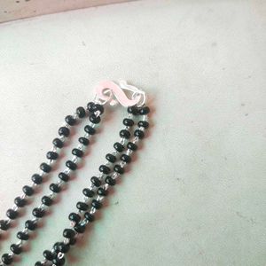 PureSilver Single Line Green&amp;Pink Stone Mangalsutr