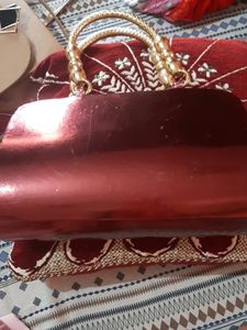 Bridal Purse, Red Colour Golden Work