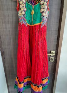 Red And Green Dress With Paijama Dupatta