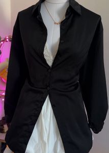 Black Button-Down Tunic