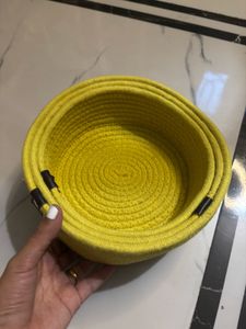 Yellow Woven Storage Basket