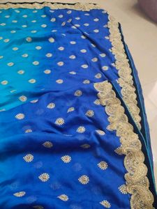 Blue Embroidered Saree &amp; Blouse