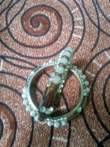 Beautiful White Bangle Set Of 2