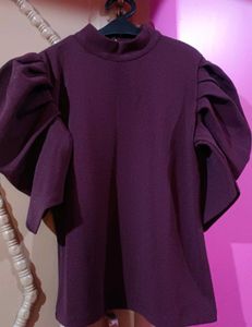 Burgundy Puff Sleeve Top