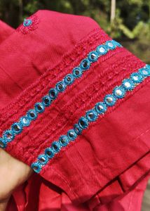 Dark Pink Embroidered Kurta