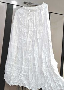 Flowy White Ethnic Skirt