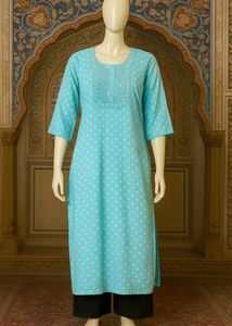 🇳🇿💫💗Aqua Polka Dot Office Wear Kurti