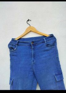 Blue Denim Cargo Pants