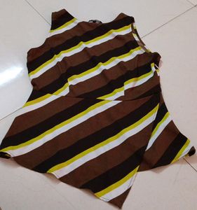 Brown &amp; White Half Sleeve Top