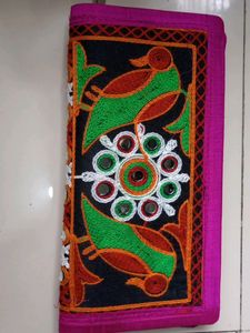 Real Mirrors And Embroidery Clutch Wallet
