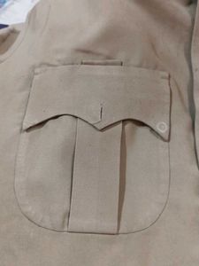 Vintage Tan Button-Down Shirt