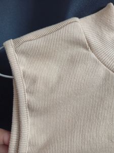 Tokyo Talkies Beige Crop Sleeveless Top