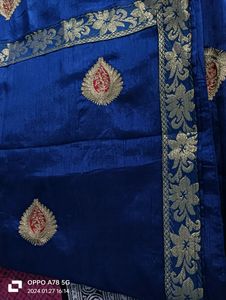 Navy Blue Complete Saree With Fall And Piko