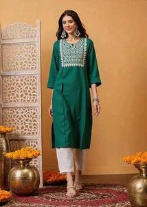 Green Embroidered Kurti