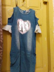 Girls&#39; Denim Cold Shoulder Dress