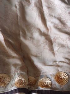 Elegant Beige Sari with Floral Border
